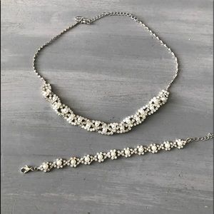 CZ/Pearl Necklace & bracelet set